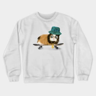Funny Guinea pig on a skateboard Crewneck Sweatshirt